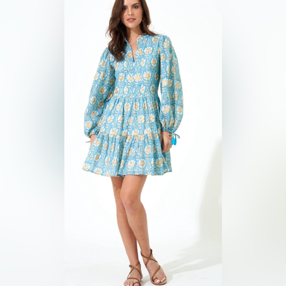 Oliphant Long Sleeve Yoke Dress, Haveli Blue Bell size S worn once!